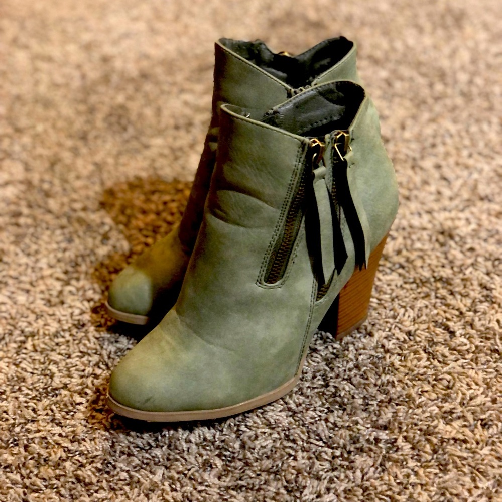 Safe green wedge booties
